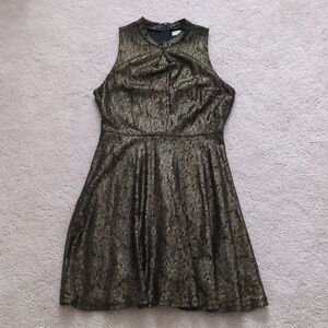 Nordstrom Love Fire High Neck Gold Dress Size L